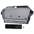 AUDI A3 8V 2012-2016 ezüst - lakkozott fekete RS stílusú Quattro optikás hűtőrács