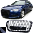 Kép 1/8 - AUDI A4 B9 8W 2015-2019 lakkozott fekete RS stílusú hűtőrács fix PDC+rendszám tartóval