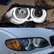 Kép 3/3 - BMW E46 H7 halogén DTM M4 SMD LED 60000K fehér angel eye karika szett