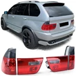 Kép 2/8 - BMW E53 X5 1999-2003 piros fekete kristály burás hátsó lámpa pár