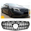 Kép 1/3 - Mercedes Benz W176 A-osztály 2012-2015 lakkozott fekete hűtőrács Panamerica AMG GT stílusban