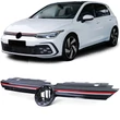 Kép 1/8 - VW Volkswagen Golf VIII GTI stílusú lakkozott fekete világítós hűtőrács piros csíkkal (emblématartós)