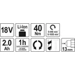 Kép 8/8 - YATO Akkus fúrócsavarozó 18 V Li-ion 2,0 Ah (japán motorral) YT-82782