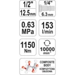 Kép 6/6 - YATO pneumatikus ütvecsavarozó - légkulcs 1/2"-os, 1150 Nm (Twin Hammer) YT-09540