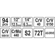 Kép 5/6 - YATO Dugókulcs készlet 94 részes 1/2" 10-32 mm 1/4" 4-14 mm YT-12681