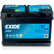 Exide AGM Start-Stop EK720 12V Akkumulátor 72Ah 760A Indítóáram Jobb+