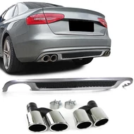AUDI A4 B8 Limousine Avant 2007-2011 S-LINE stílusú utángyártott hátsó diffúzor króm kipufogó végekkel rácsos betéttel