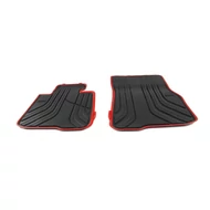 Gyári BMW F32 F33 F36 F82 F83 M4 Allweather tépőzáras fekete-piros &quot;sport&quot; első gumiszőnyeg szett 51472348156