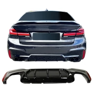 BMW G30 G31 2021-2024 M-Performance hátsó lökhárítóba M5 stílusú lakkozott fekete műanyag diffúzor 2-2csöves kipufogóhoz