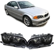 BMW E46 coupe cabrio 1999-2003 H7/H7 utángyártott első fekete fényszóró pár