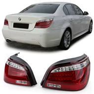 BMW E60 LCI 2007-2010 limousine piros fehér átlátszó burás Lightbar LED-es hátsó lámpa pár