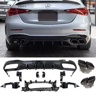 Mercedes Benz W206 S206 AMG LINE - C43 - C63 2021-től C63 AMG stílusú utángyártott hátsó diffúzor króm kipufogó végekkel