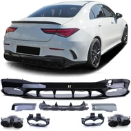 Mercedes Benz CLA C118 X118 AMG-LINE 2019-2025 AMG 45 S AMG stílusú lakk fekete hátsó diffúzor fekete króm kipufogó végekkel