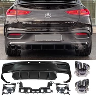 Mercedes Benz C167 GLE Coupe 2019- AMG LINE-hoz 53 AMG stílusú matt - lakk fekete hátsó diffúzor kerek króm kipufogó végekkel