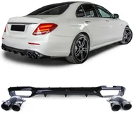 Mercedes Benz W213 2016-2020 AMG LINE hátsó lökhárítóhoz E53 AMG stílusú utángyártott hátsó diffúzor fekete króm kipufogó végekkel