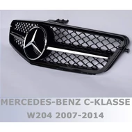 Mercedes Benz W204 fekete-króm hűtőrács C63 AMG stílusban