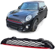 Mini Cooper F55 F56 F57 2014-2020 matt fekete hűtőrács piros csíkkal