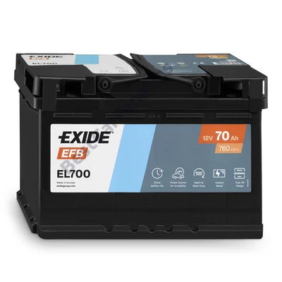 Exide EFB Start-Stop EL700 12V Akkumulátor 70Ah 760A Indítóáram Jobb+