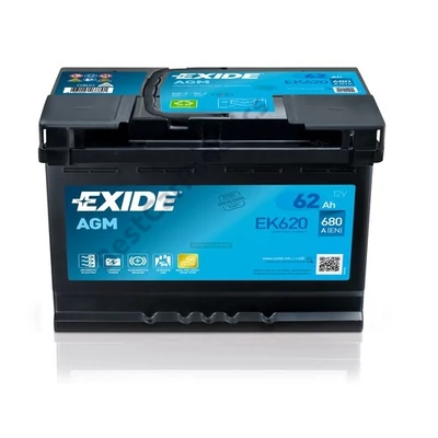 Exide AGM Start-Stop EK620 12V Akkumulátor 62Ah 680A Indítóáram Jobb+