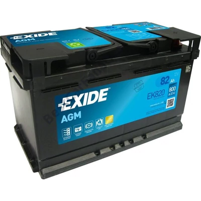 Exide AGM Start-Stop EK820 12V Akkumulátor 82Ah 800A Indítóáram Jobb+