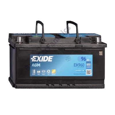 Exide AGM Start-Stop EK960 12V Akkumulátor 96Ah 850A Indítóáram Jobb+