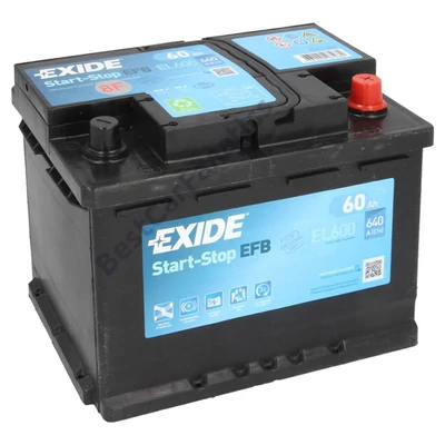 Exide EFB Start-Stop EL600 12V Akkumulátor 60Ah 640A Indítóáram Jobb+