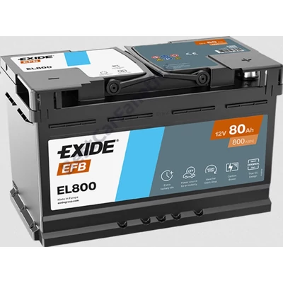 Exide EFB Start-Stop EL800 12V Akkumulátor 80Ah 800A Indítóáram Jobb+