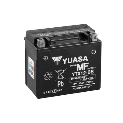 Yuasa YTX12-BS 12V Akkumulátor 10,5Ah 180A Indítóáram Bal+
