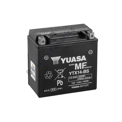 Yuasa YTX14-BS 12V Akkumulátor 12,6Ah 200A Indítóáram Bal+