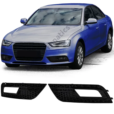AUDI A4 B8 8K 2012-2015 lakkozott fekete méhsejtes-rácsos ködlámpa keret betét RS4 stílusban
