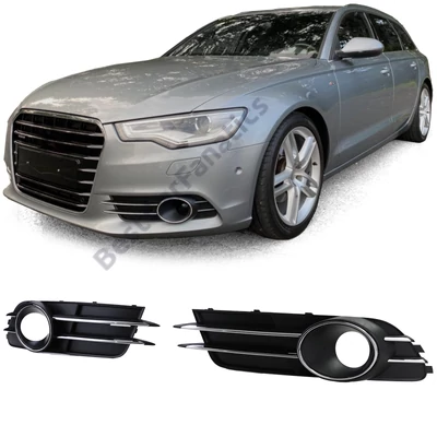 AUDI A6 C7 4G 2010-2014 fekete ködlámpa keret - rács króm betéttel (ködlámpáshoz)