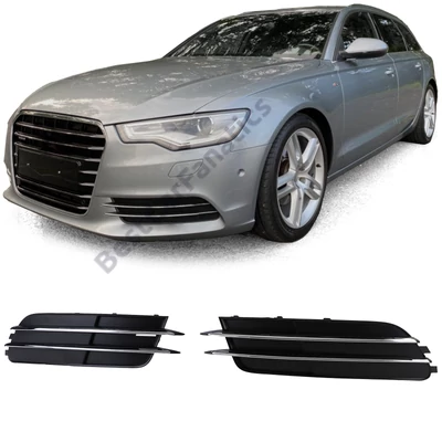 AUDI A6 C7 4G 2010-2014 fekete ködlámpa keret - rács króm betéttel (ködlámpa nélkülihez)