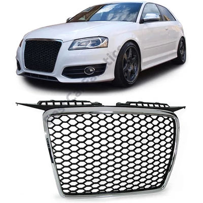 AUDI A3 8P 2005-2008 RS stílusú króm - matt fekete hűtőrács