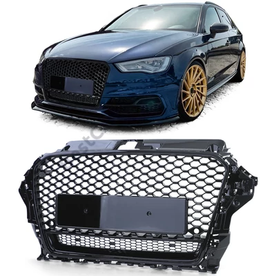 AUDI A3 8V 2012-2016 lakkozott fekete RS stílusú Quattro optikás hűtőrács