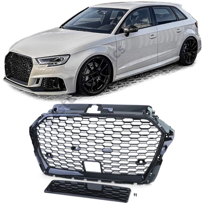 AUDI A3 8V Facelift 2016-2020 lakkozott fekete RS stílusú hűtőrács (ACC-hez)