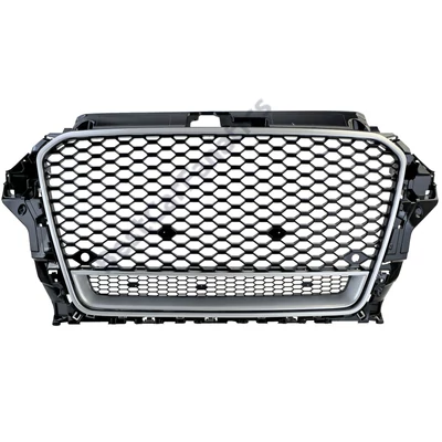 AUDI A3 8V 2012-2016 ezüst - lakkozott fekete RS stílusú Quattro optikás hűtőrács