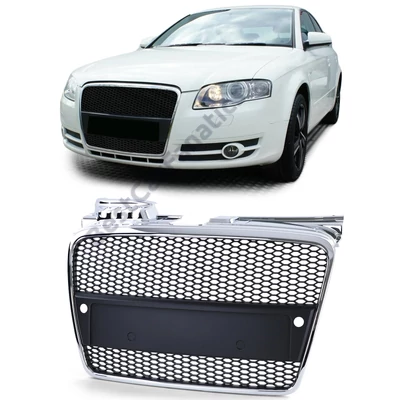 AUDI A4 B7 8E 8H 2004-2009 króm fekete RS stílusú hűtőrács