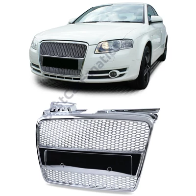 AUDI A4 B7 8E 8H 2004-2009 króm RS stílusú hűtőrács PDC nélküli