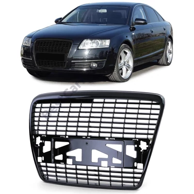 AUDI A6 C6 4F 2004-2008 lakkozott fekete S-line style hűtőrács