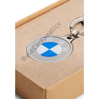 Gyári BMW 2024 rozsdamentes - üveg kerek logós kulcstartó 80275A7E4B8