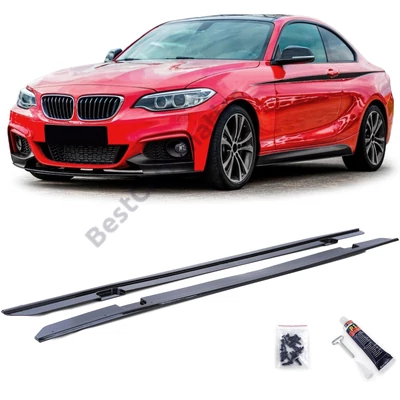 BMW F22 F23 M Performance stílusú lakkozott fekete alsó küszöb spoiler szett