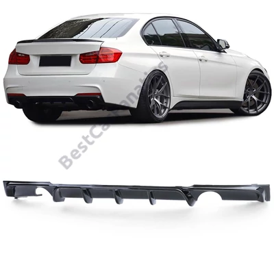 BMW F30 M-packet lökhárítóba M3 stílusú utángyártott lakkozott fekete műanyag diffúzor bal-jobb oldali 1-1csöves