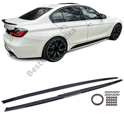 BMW F30 F31 M Performance stílusú lakkozott fekete alsó küszöb spoiler szett