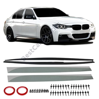 BMW F30 F31 M Performance stílusú matt fekete alsó küszöb spoiler szett