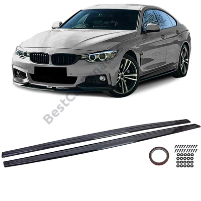 BMW F32 F33 F36 M Performance stílusú lakkozott fekete alsó küszöb spoiler szett