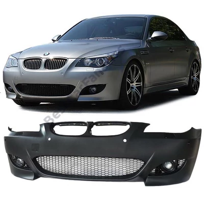 BMW E60 E61 M Packet ABS utángyártott első lökhárító spoiler szett PDC SRA kivitel + HB3 ködlámpa