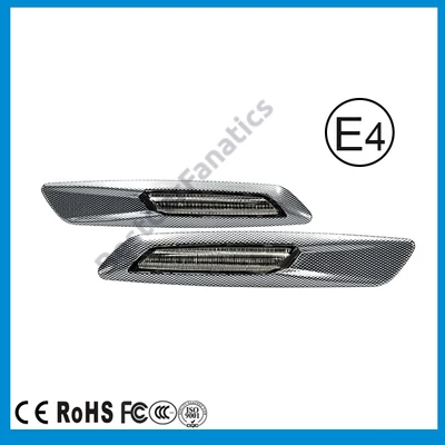 BMW F10 style LED-es oldalindex fehér menetfény funkcióval, carbon-füst