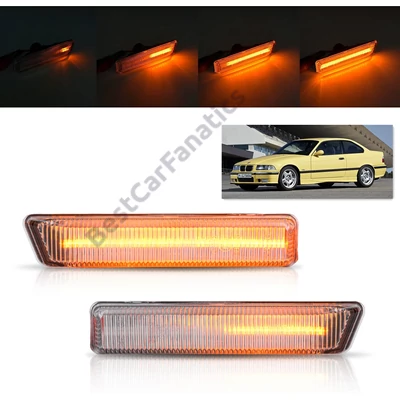 BMW E36 facelift 1995-1999 E53 X5 1999-2005 átlátszó burás futófényes SMD LED oldalindex szett