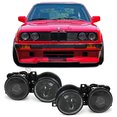 BMW E30 1987-1993 H1 utángyártott első fekete fényszóró pár