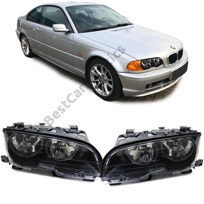 BMW E46 coupe cabrio 1999-2003 H7/H7 utángyártott első fekete fényszóró pár